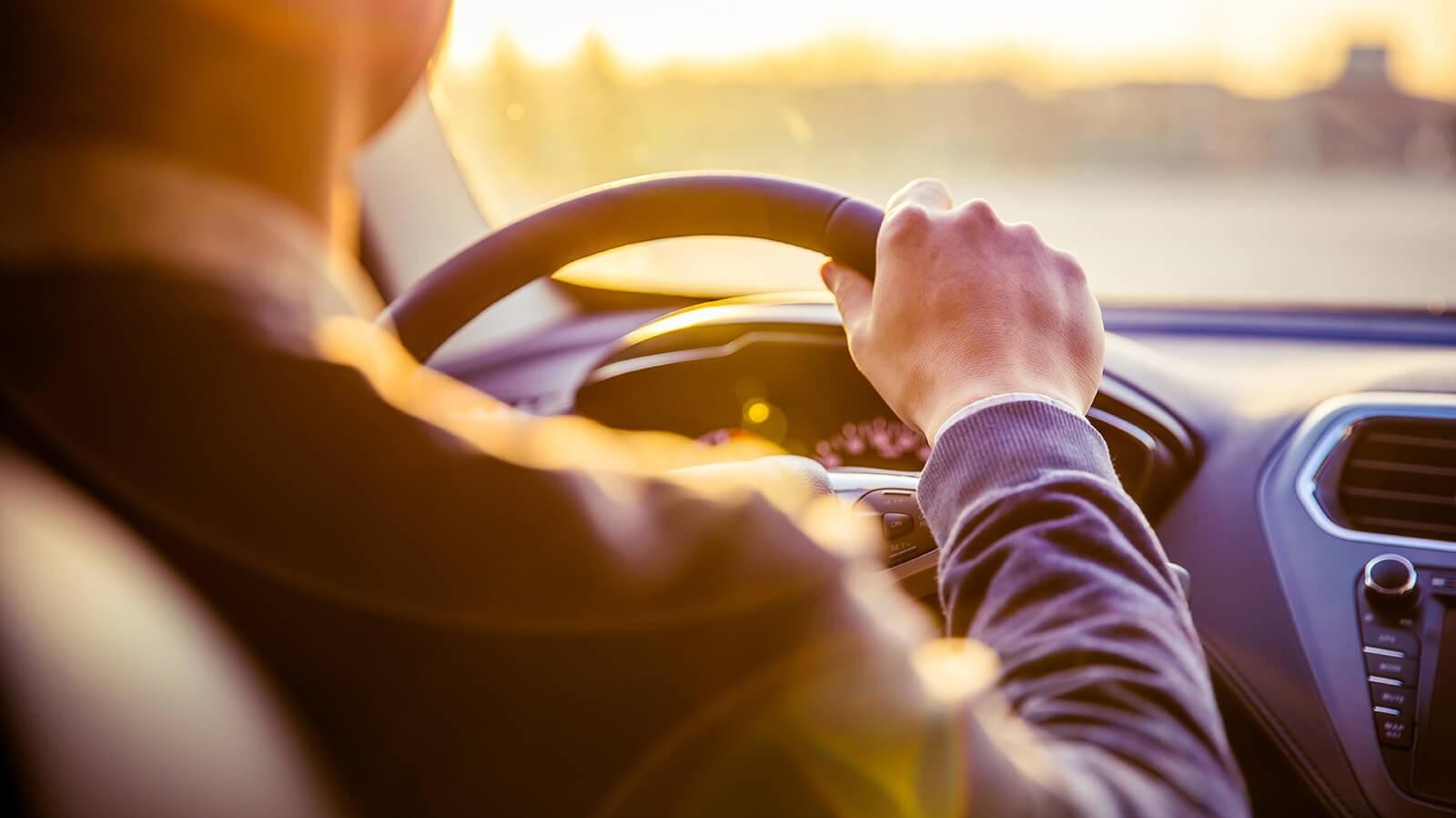 Man driving a car