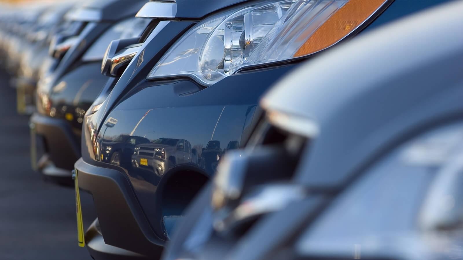 Vehicles on a dealership lot