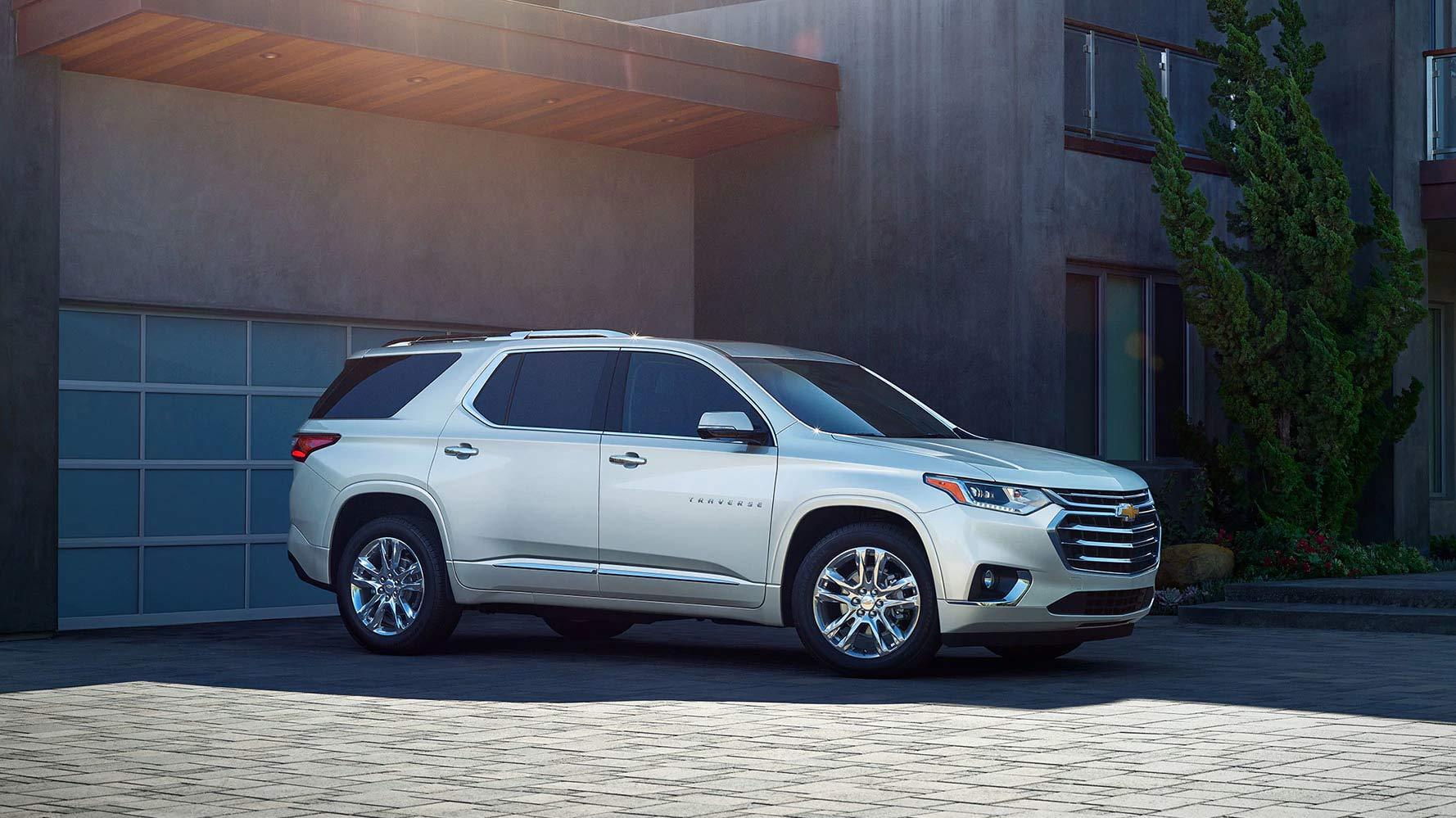 White 2019 Chevy Traverse parked in a parking