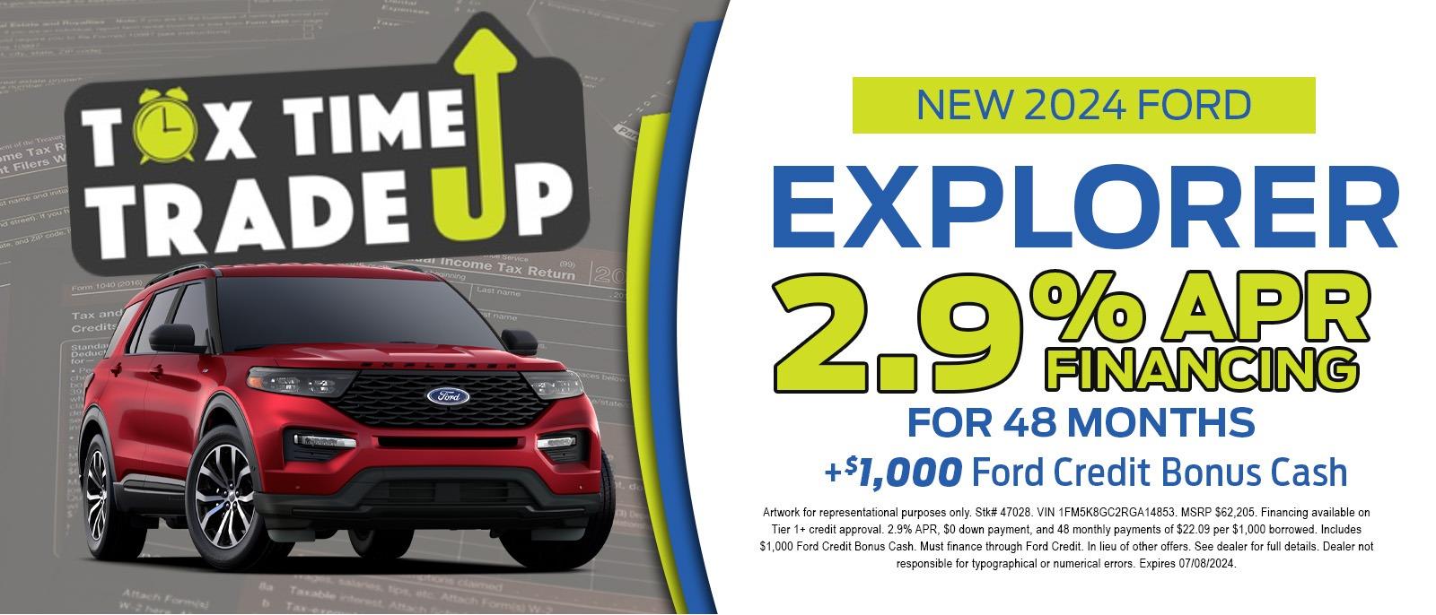 2.9% apr on a new 2024 ford explorer