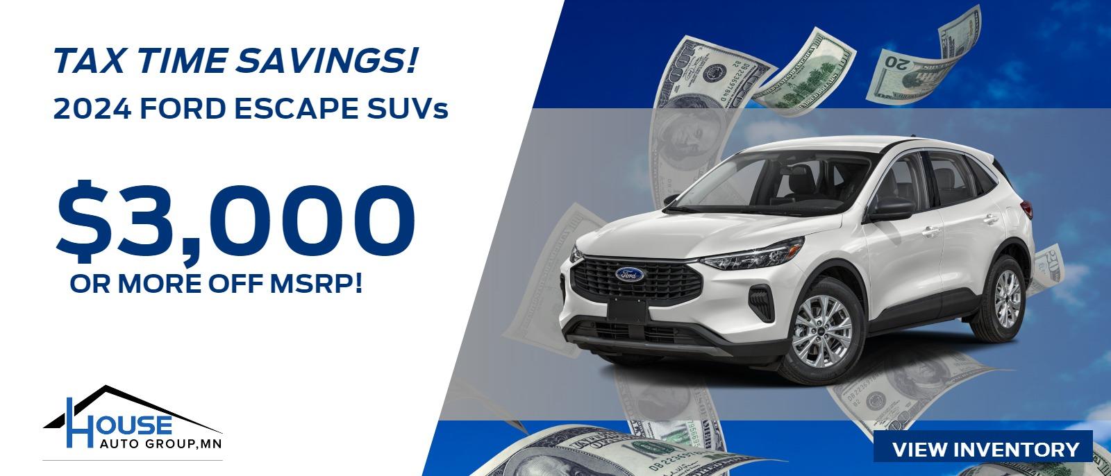 2024 Ford Escape SUVs -- $3,000 Or More Off MSRP!