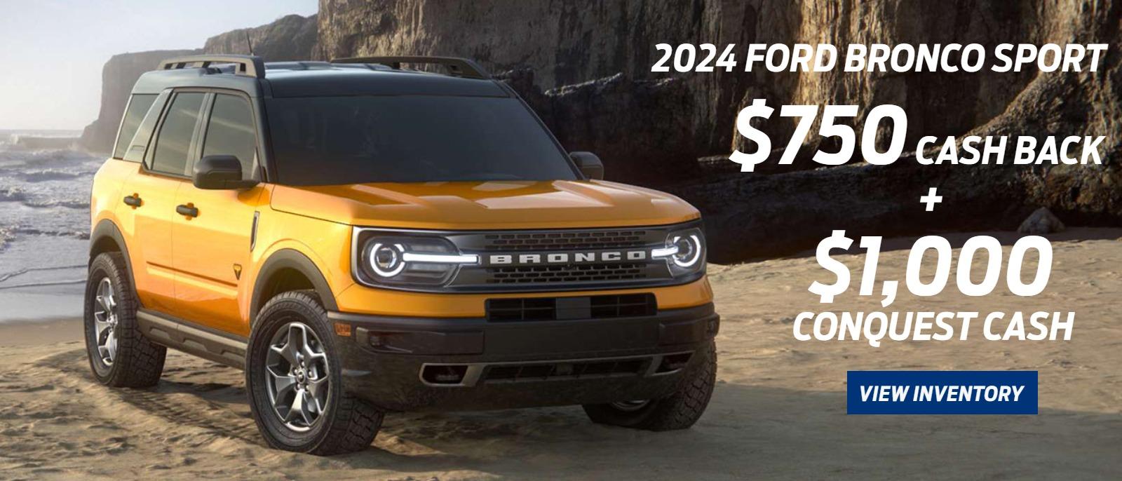 2024 Ford Bronco Sport: $750 Bonus Customer Cash + $1,000 Jeep Competitive Conquest