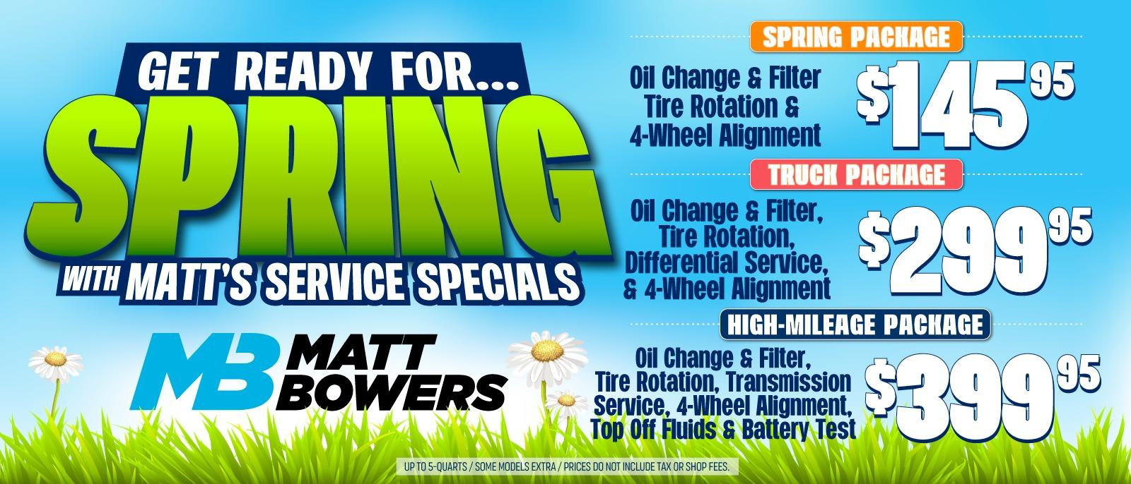 Matt Bowers Spring Service Specials