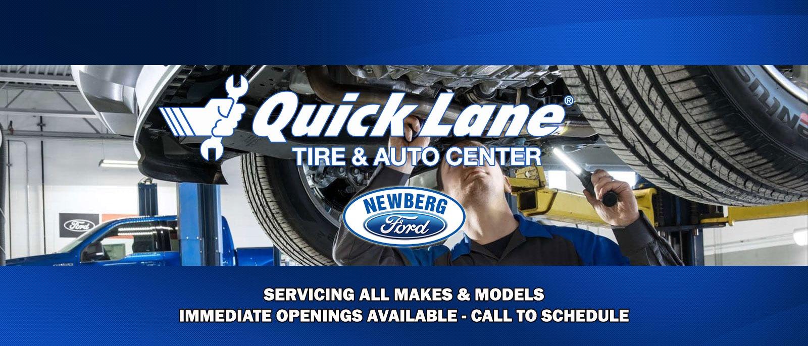 Quick Lane Service - Immediate Openings Available - Ford Technician working on vehicle