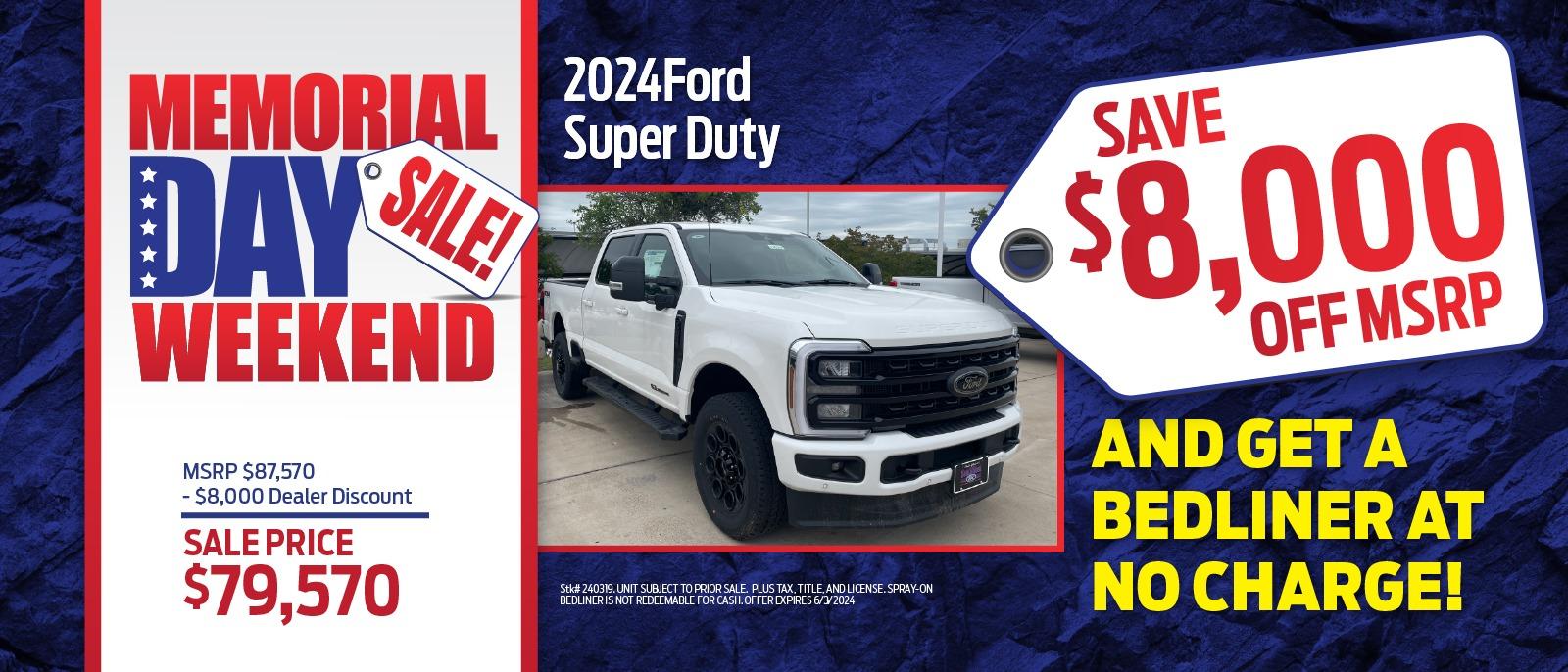 2024 Ford Super-Duty
Save $9,000 Off MSRP