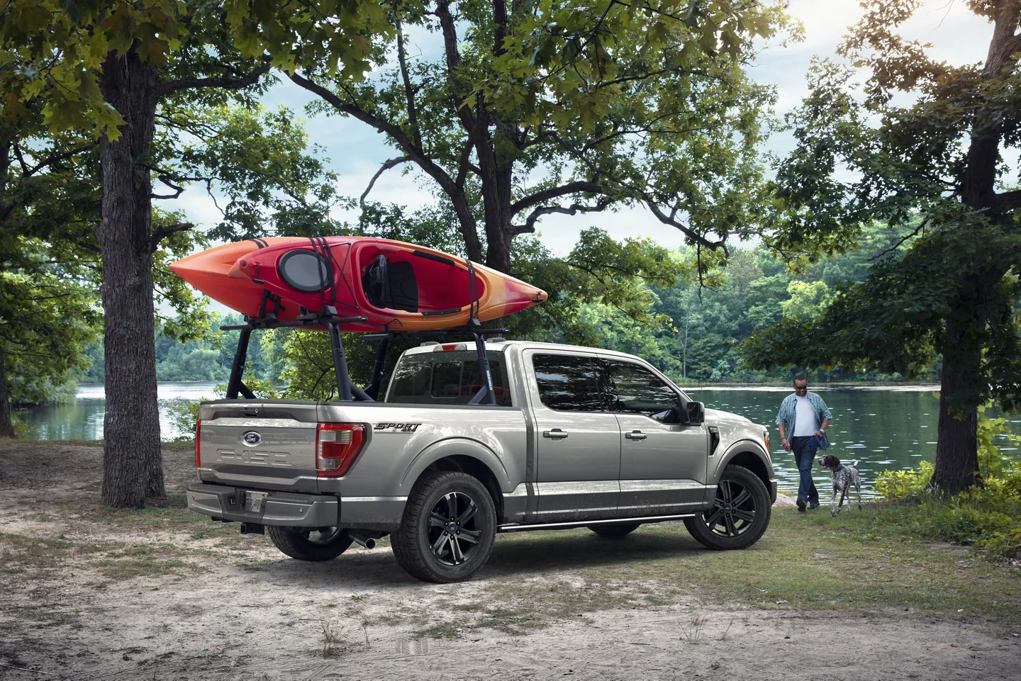 2023 Ford F-150 by Lake with Canoe Mounted
