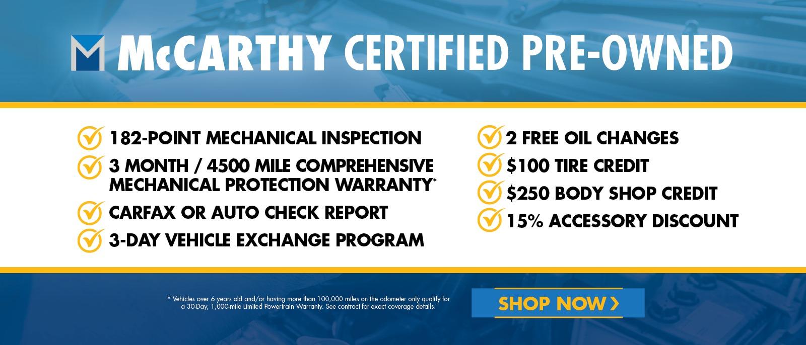Click Here for all McCarthy Pre-Owned Vehicle Inventory
