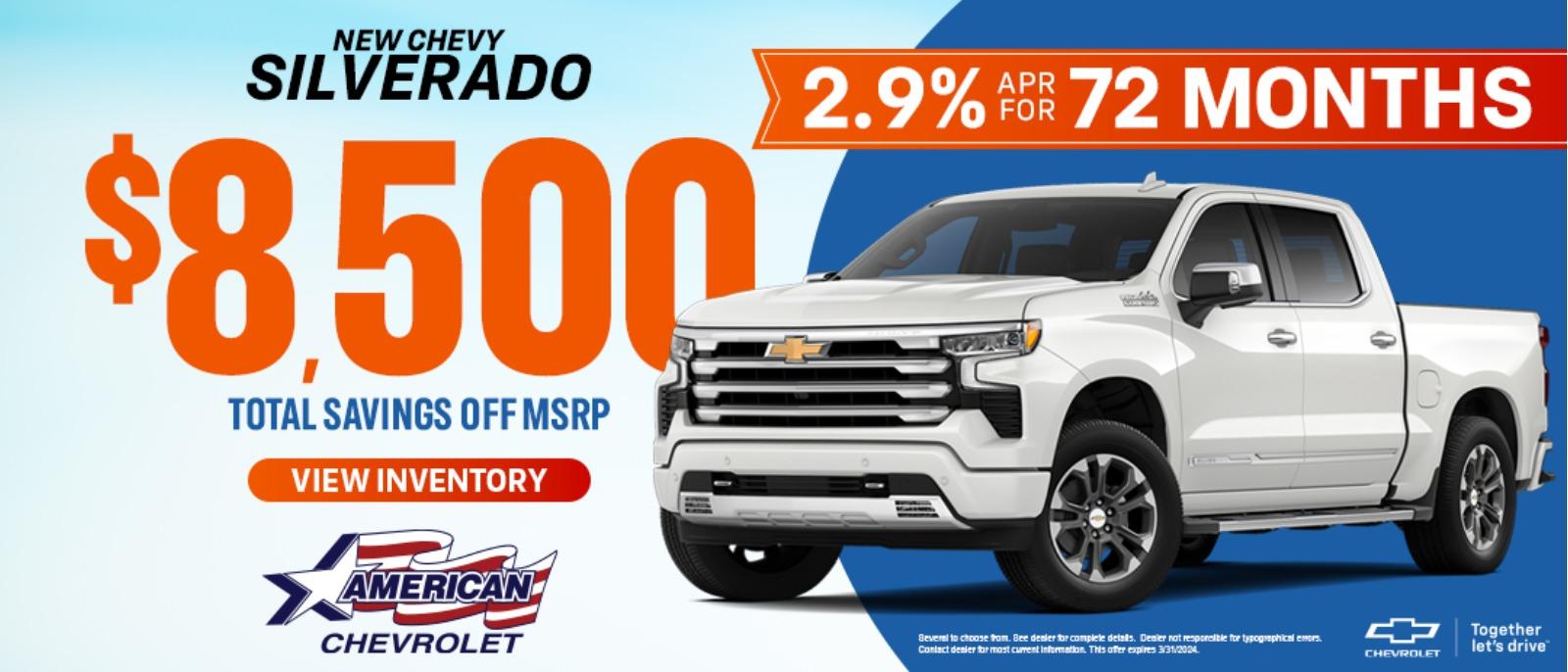 $8500 Total Savings Off MSRP
2.9% for 72 Months