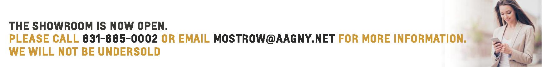 Due to the outbreak of Covid-19, our showroom is closed to the public. Sales is operational by appointment only; email mostrow@aagny.net for more information. Service is open by appointment! Call us at 631-665-0002