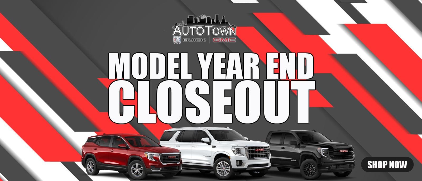 Model Year End Closeout  - Abstract Background with GMC vehicles