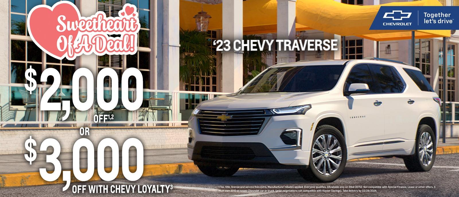 2023 Chevrolet Traverse
$1,000 Customer Cash