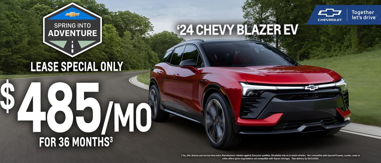 24 CHEVY BLAZER EV LEASE SPECIAL ONLY $485/MO FOR 36 MONTH