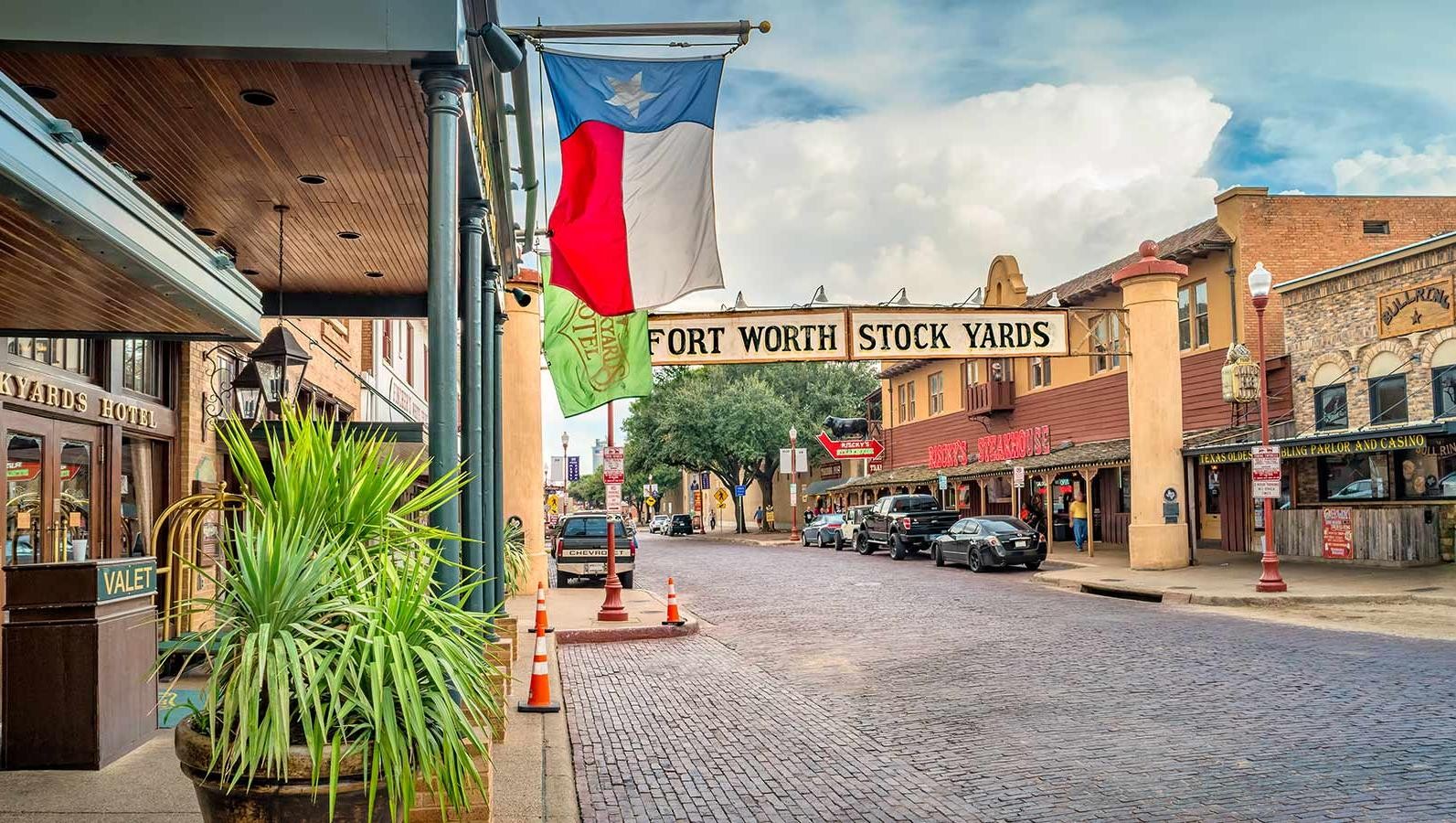 Stockyards Historic District in Fort Worth, Texas, USA.