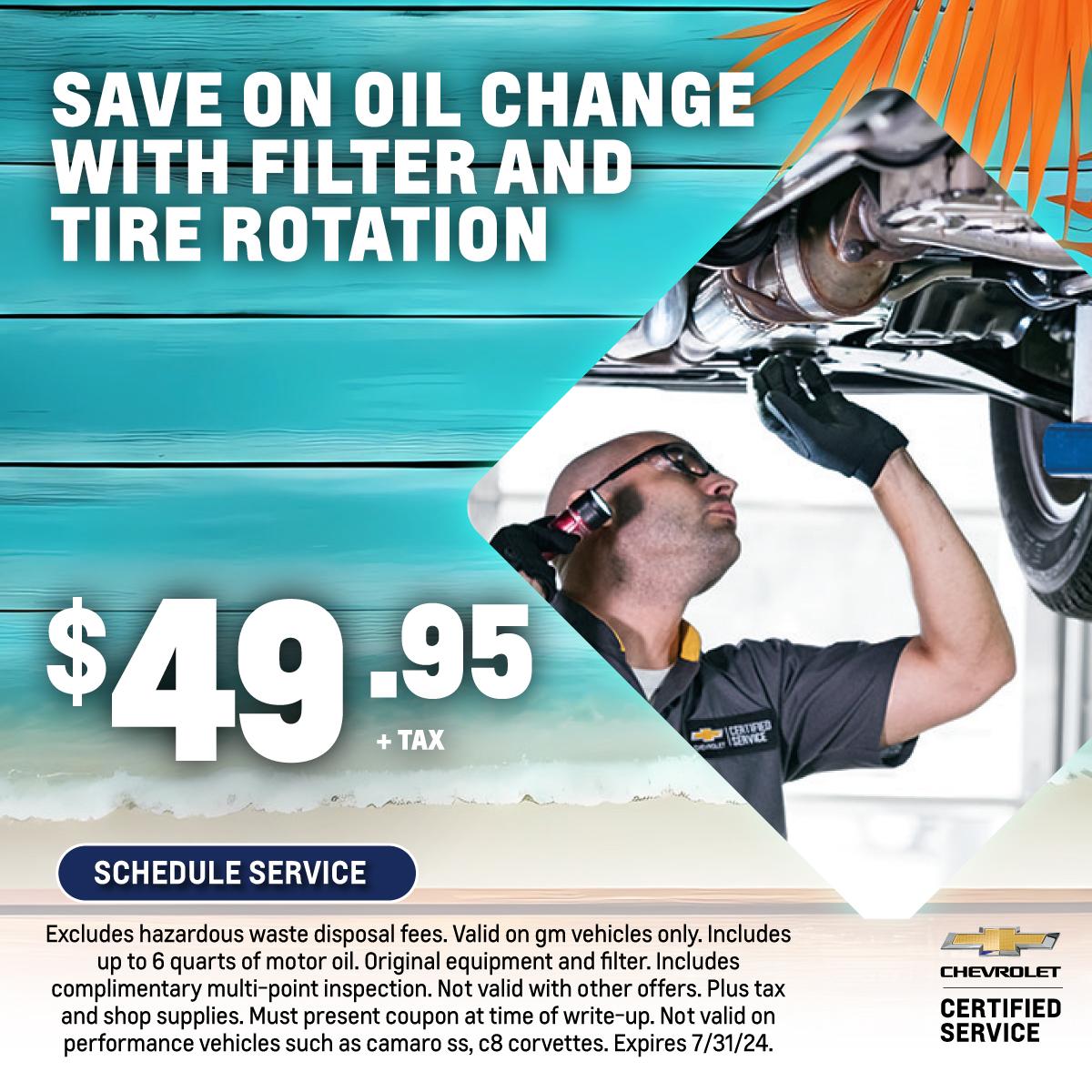 Save on oil changes with filter and tire rotation