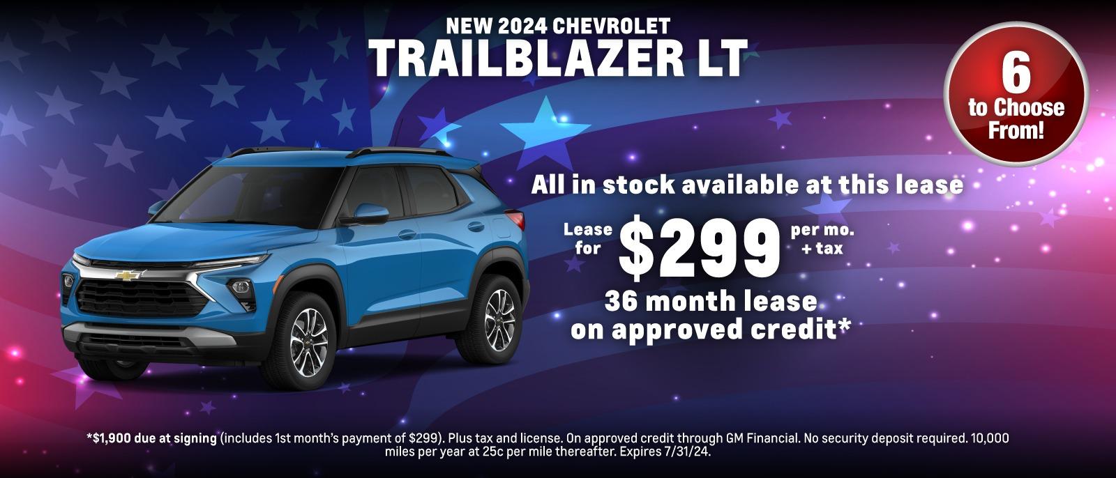 new 2024 Chevy Trailblazer LT  - lease $299/month