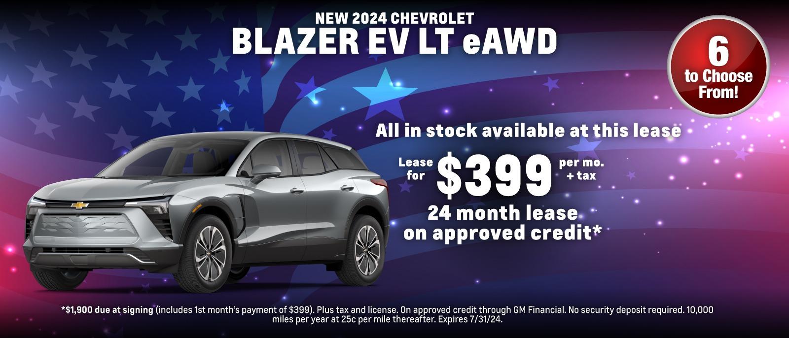 new 2024 Chevy Blazer EV LT eAWD - lease $399/month