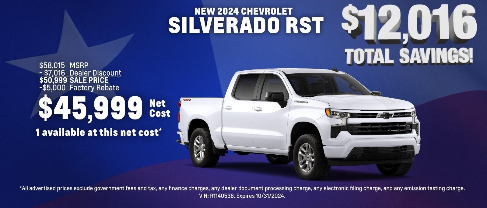 2024 Chevrolet Silverado RST $12,016 Total Savings!