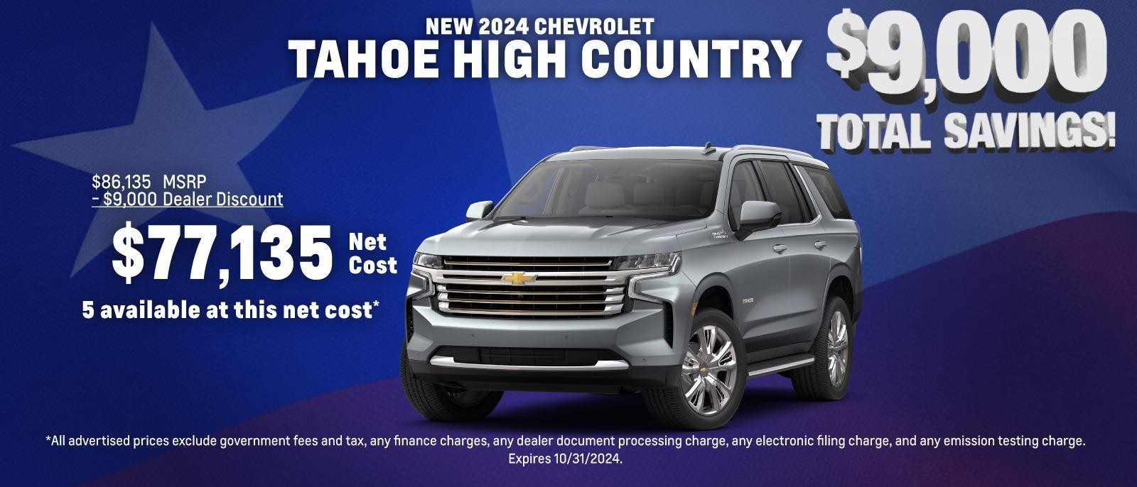 2024 Chevrolet Tahoe High Country $9,000 Total Savings!