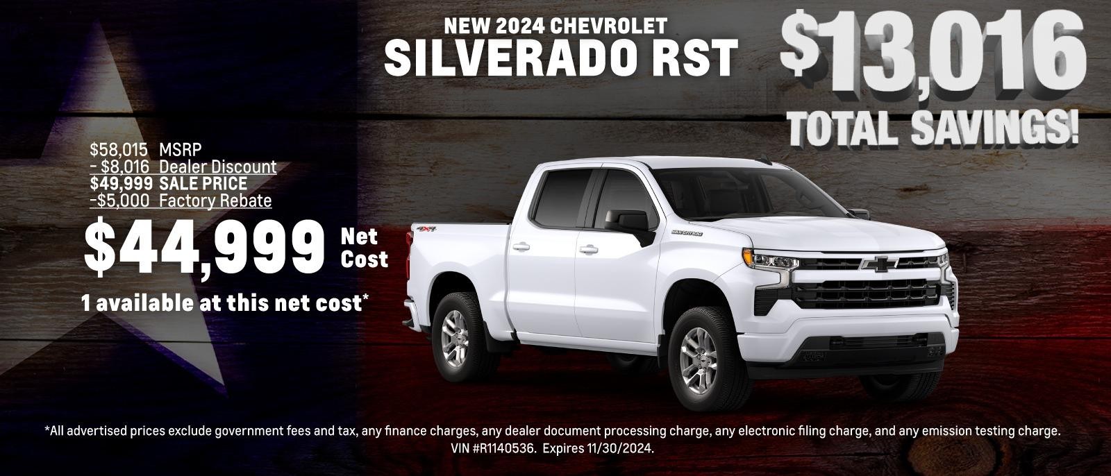 2024 Chevrolet Silverado RST $12,016 Total Savings!