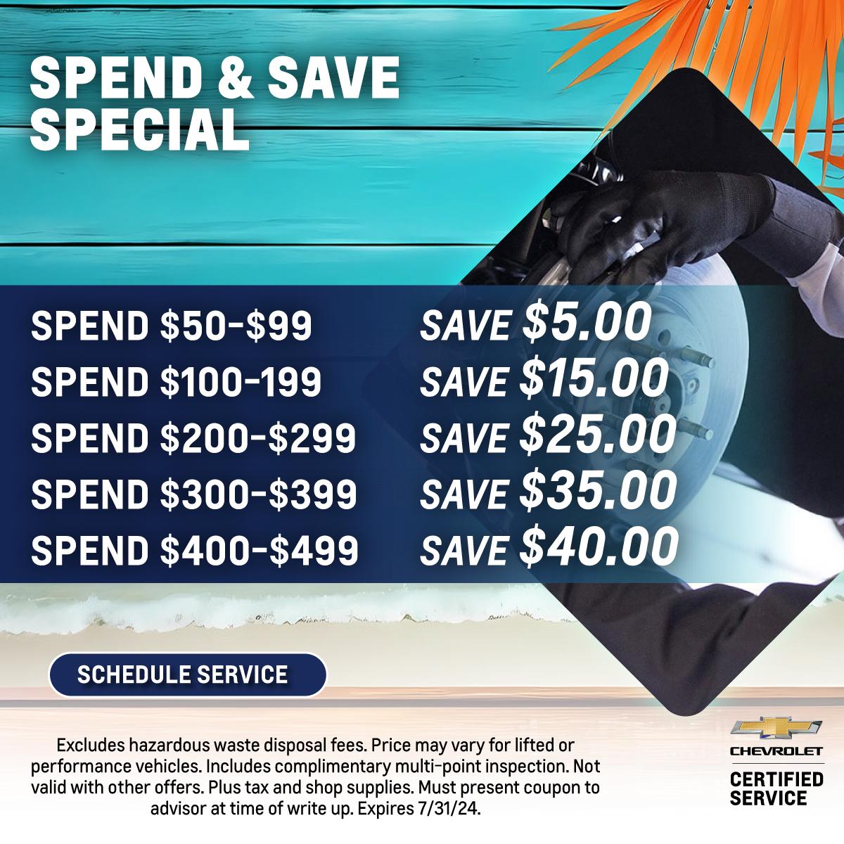 Spend and save special