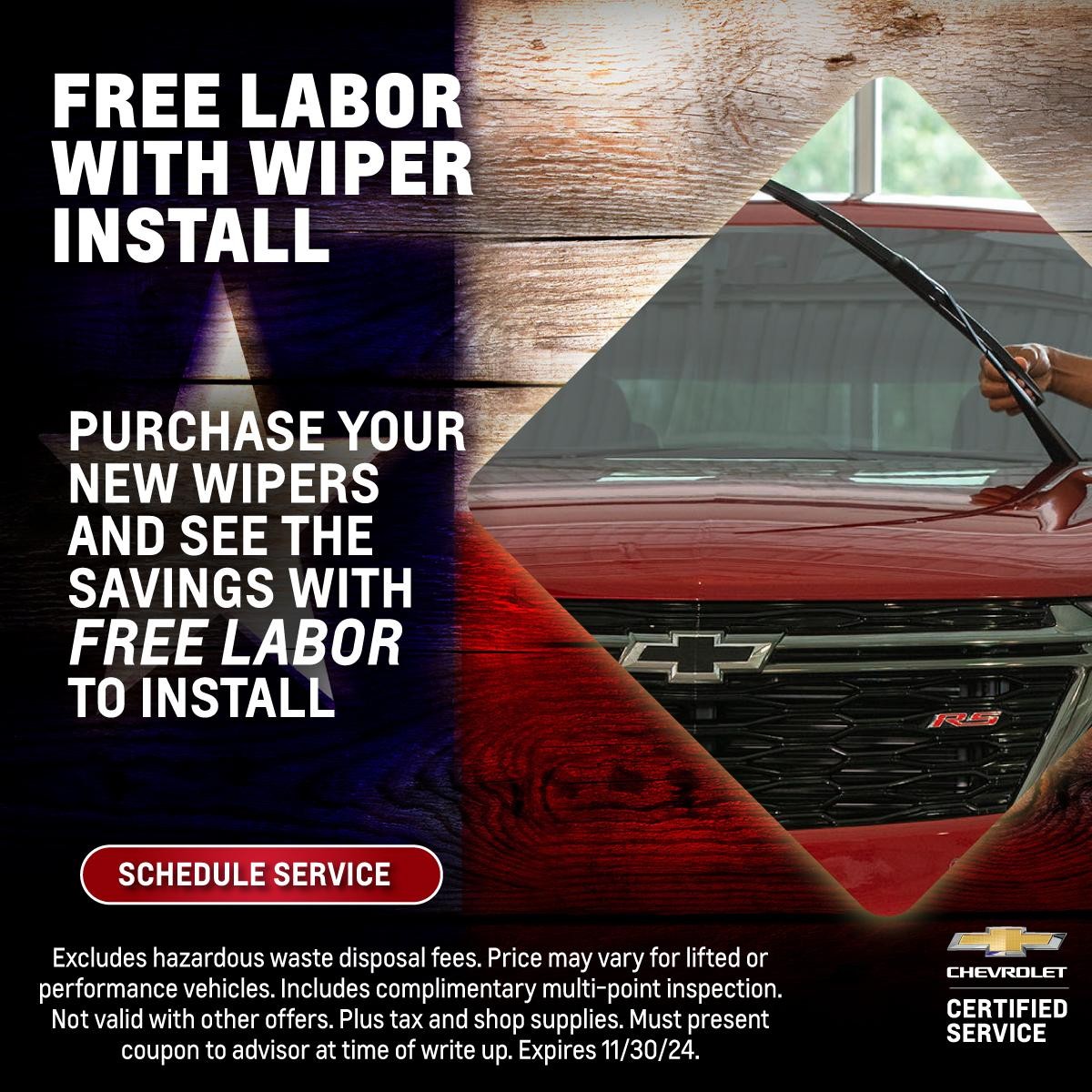 free labor with wiper install