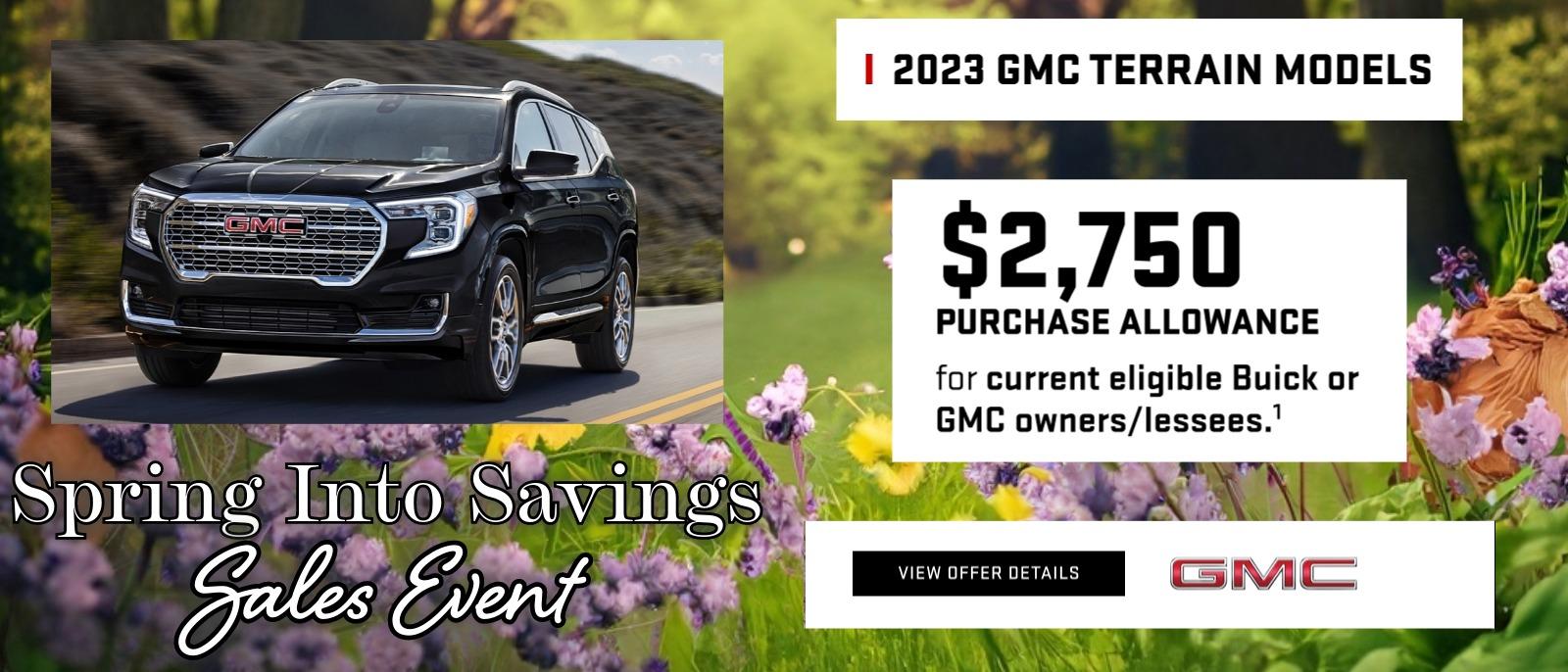 Spring Into Savings Sales Event - 2023 GMC Terrain Slide