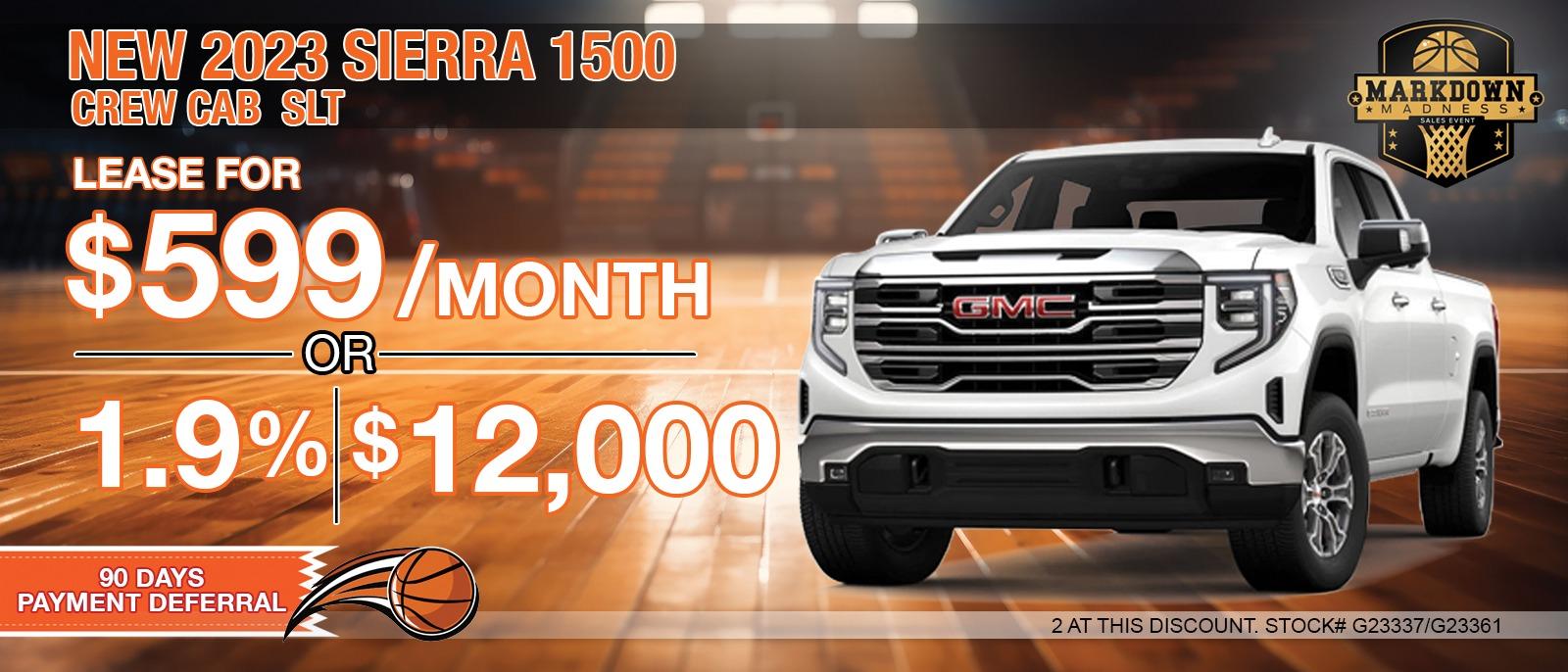 2023 GMC SIERRA 1500 CREW CAB / PRO/ REGULAR CAB/ SLT. Your Net Savings After All Offers save up to $12,000