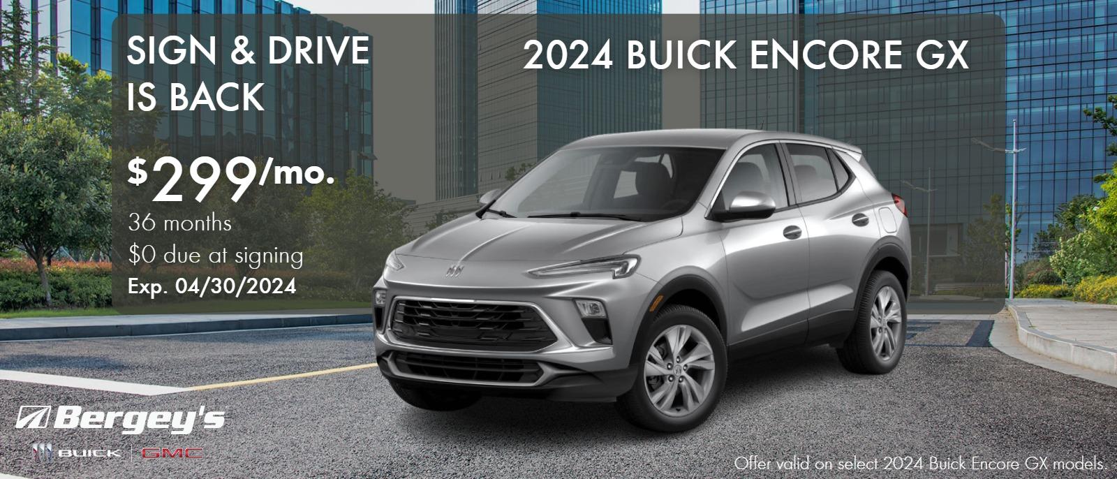 2024 Buick Encore GX
Lease $299/month for 36 months
$0 due at signing