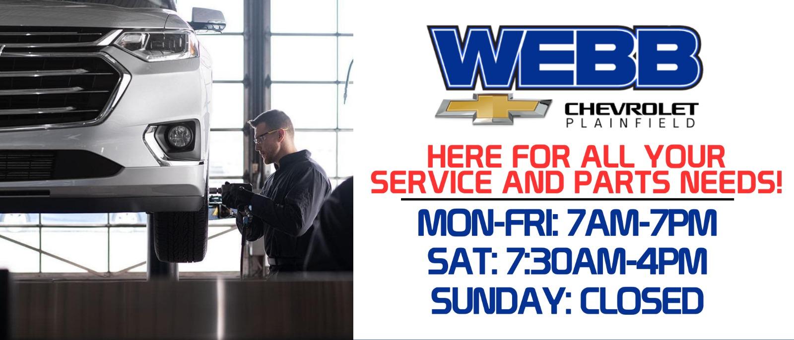 Webb Chevy Plainfield Service and Parts
