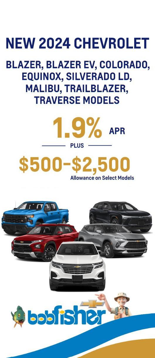 NEW 2024 CHEVROLET  BLAZER, BLAZER EV, COLORADO, EQUINOX, SILVERADO LD, MALIBU, TRAILBLAZER, TRAVERSE MODELS 1.9% APR  PLUS $500-$2,500 Allowance on Select Models