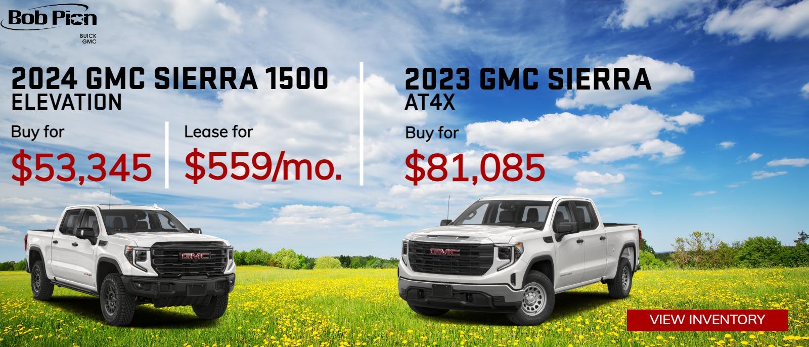Lease for $559/mo Save $2257 OFF MSRP ($3559 D.A.S, Not all will qualify, Must have A+ Tier Credit, Lease Loyalty Rebate, $0 Acquisition Fee)
Buy for: $53,345 $4,000 OFF MSRP!

 G233066 2023 GMC Sierra AT4X: Buy for $81,085! $10,000 OFF MSRP!