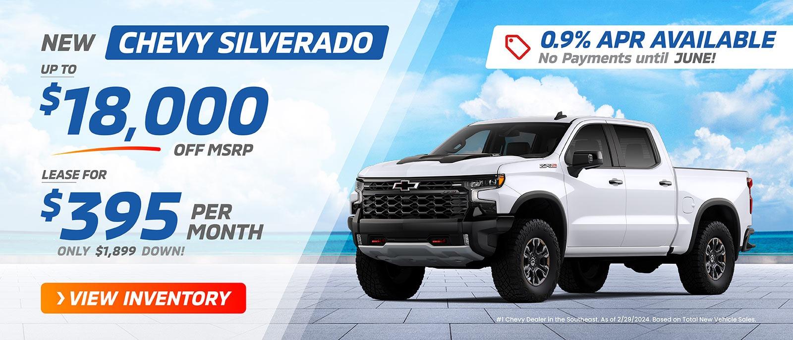 New Chevy Silverado
UPTO $14,500 OFF MSRP
FINANCING AT 0% APR AVAILABLE