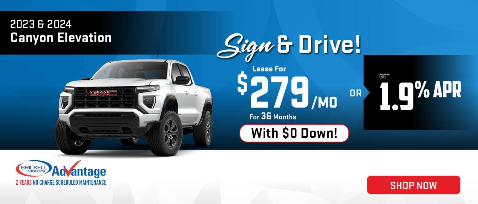 Sign & Drive
Lease for $279 per month for 36 months with $0 down
Or Get 1.9% APR