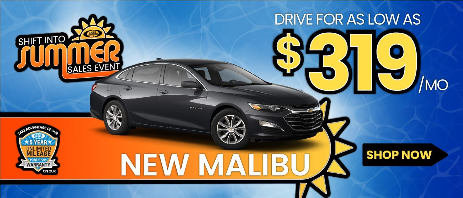 New Chevy Malibu for as little as $319 per month.