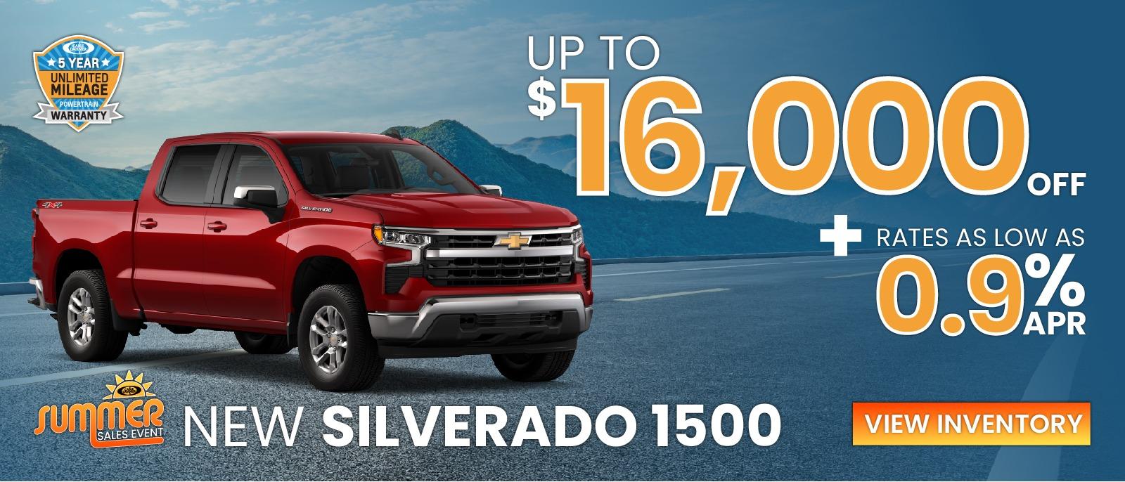 New Chevrolet Silverado 1500
Offer: Up to $16,000 off + as low as 0.9% APR