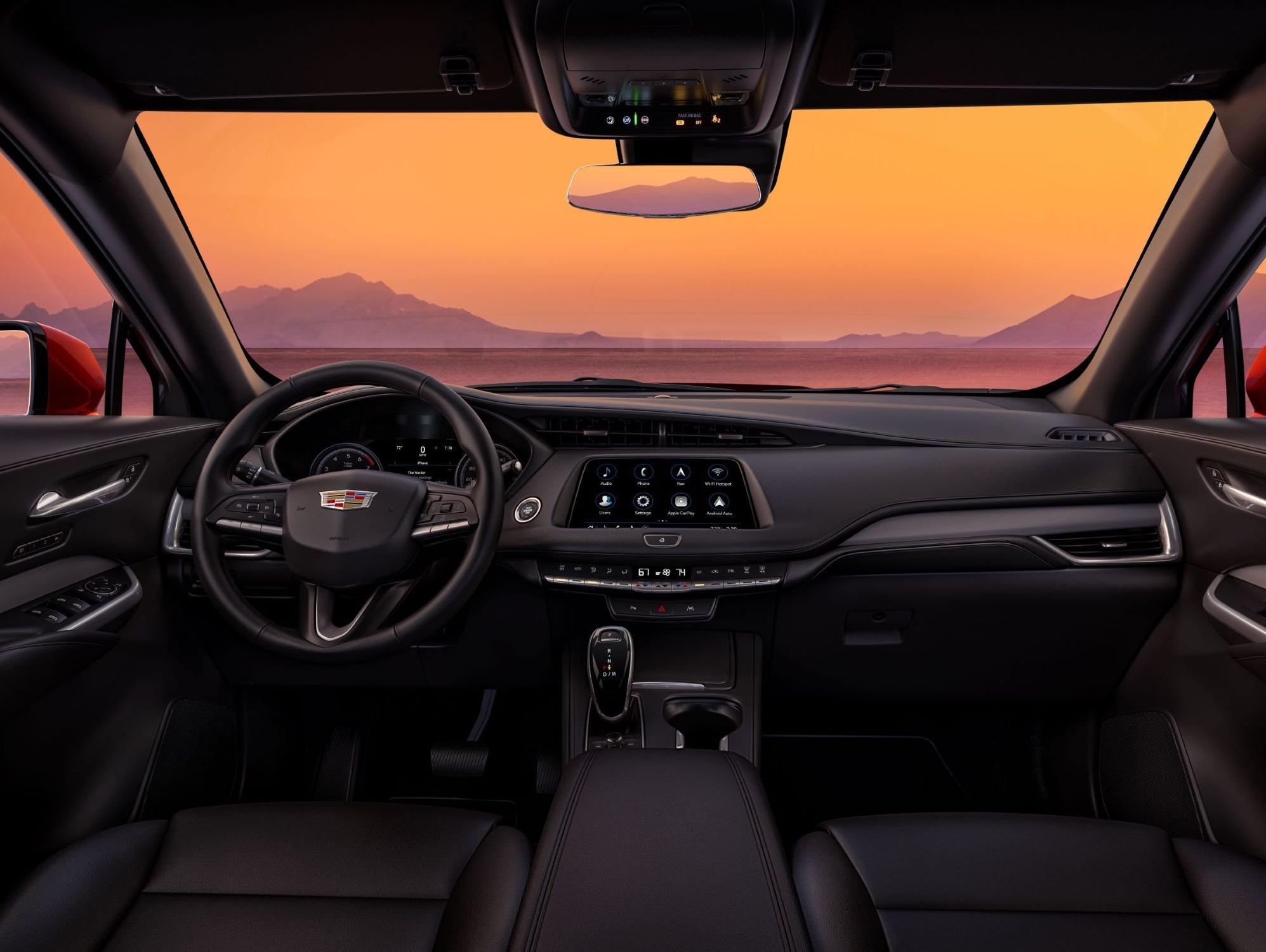 Interior of a 2023 Cadillac during sunset