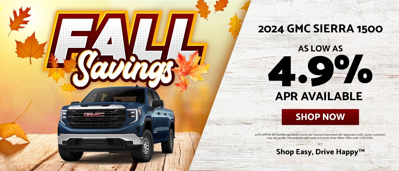 As low as 4.9% APR available on 2024 GMC Sierra 1500