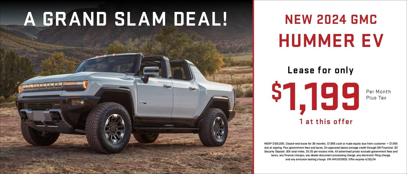 NEW 2024 GMC HUMMER EV Lease for only $1,199 Per Month Plus Tax 1 at this offer