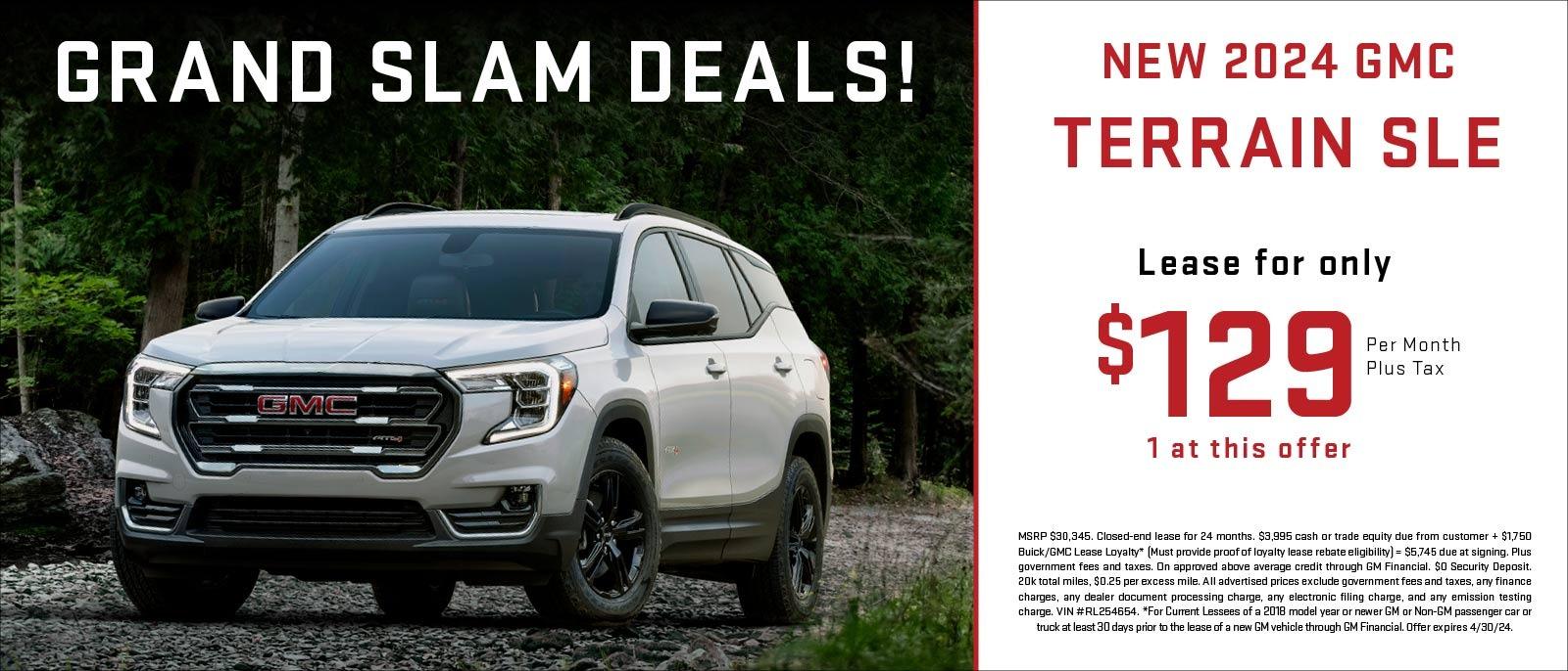 NEW 2024 GMC TERRAIN SLE Lease for only $129 Per Month Plus Tax 1 at this offer