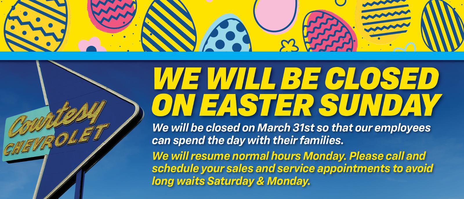 Closed easter hero slide March 2024