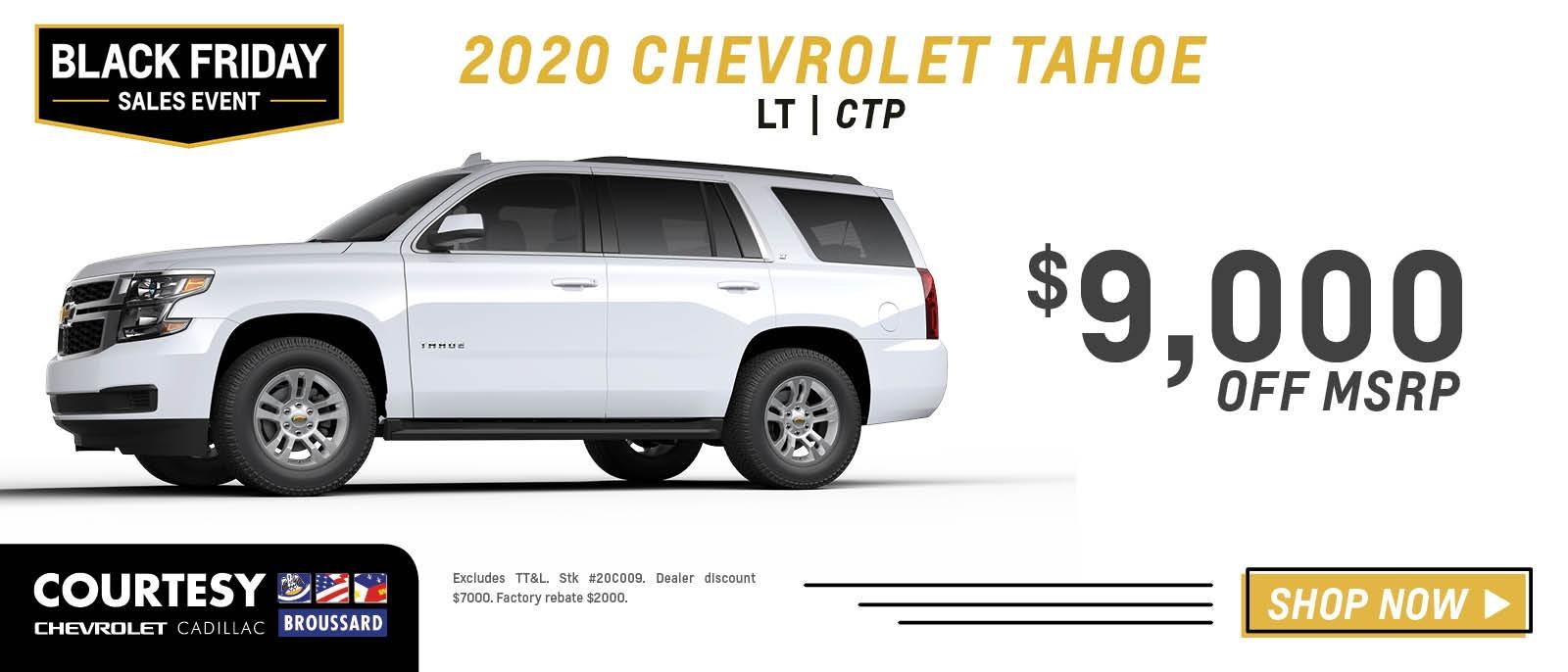2019 Chevrolet Tahoe Premier- $61,988 - $2,000 GM Loyalty = $59,988