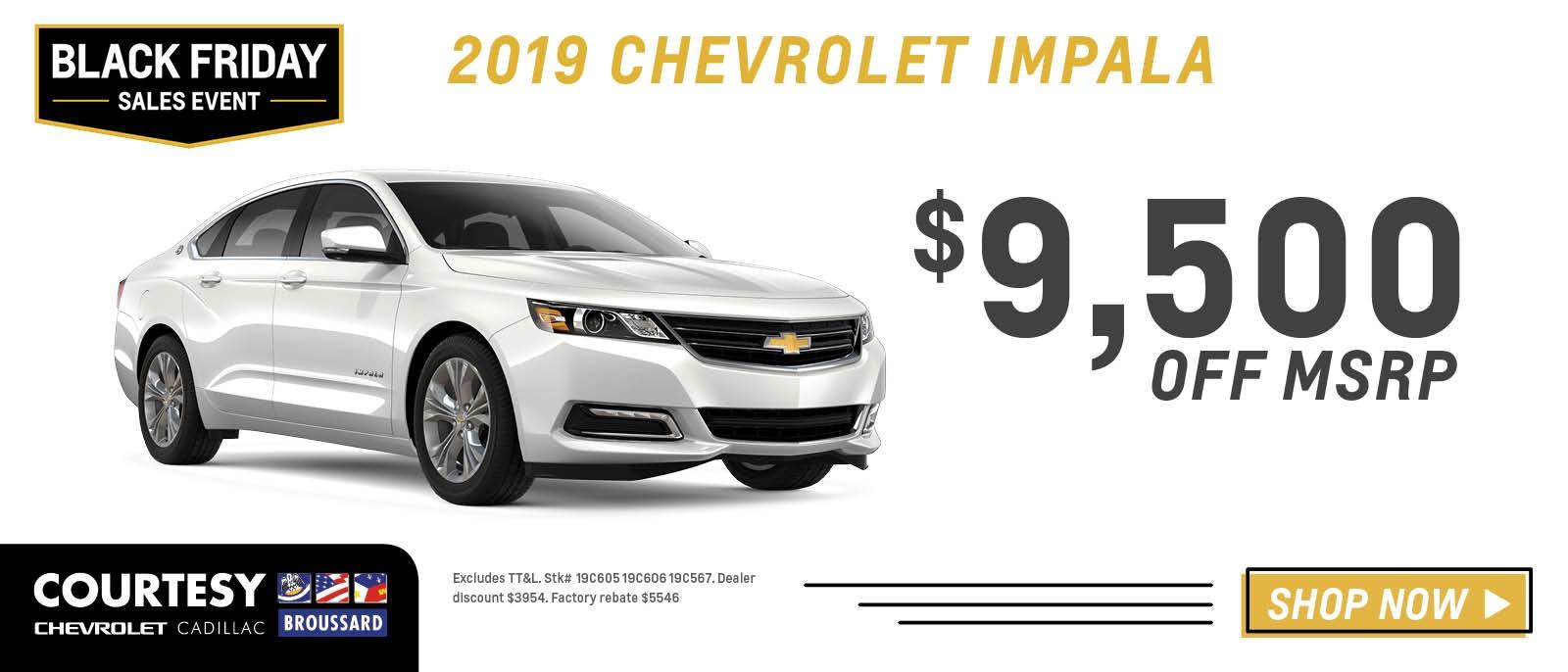2019 Chevrolet Impala- $26,988