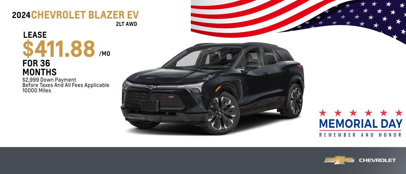 2024 CHEVROLET BLAZER EV 2LT AWD
$5,000 DOWN PAYMENT $351.35/MONTH BEFORE TAXES AND ALL FEES APPLICABLE. 36 MONTHS 10000 MILES