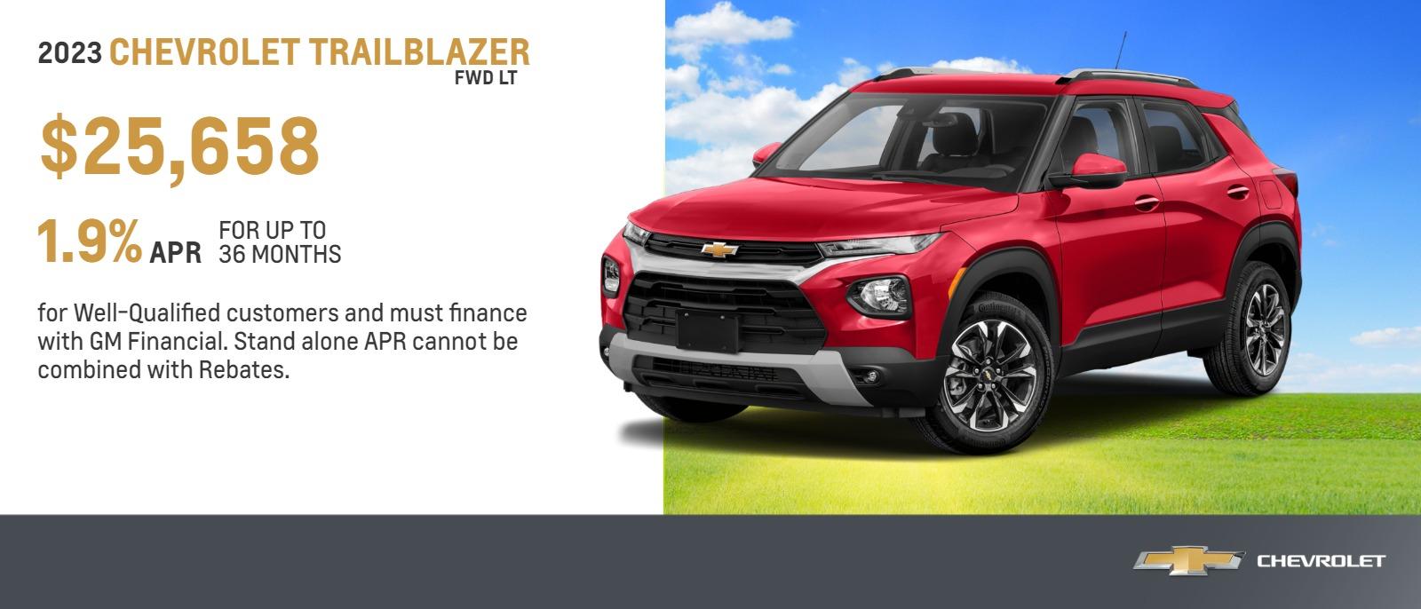 $25,658
1.9% APR for upto 36 Months for Well-Qualified customers and must finance with GM Financial. Stand alone APR cannot be combined with Rebates.