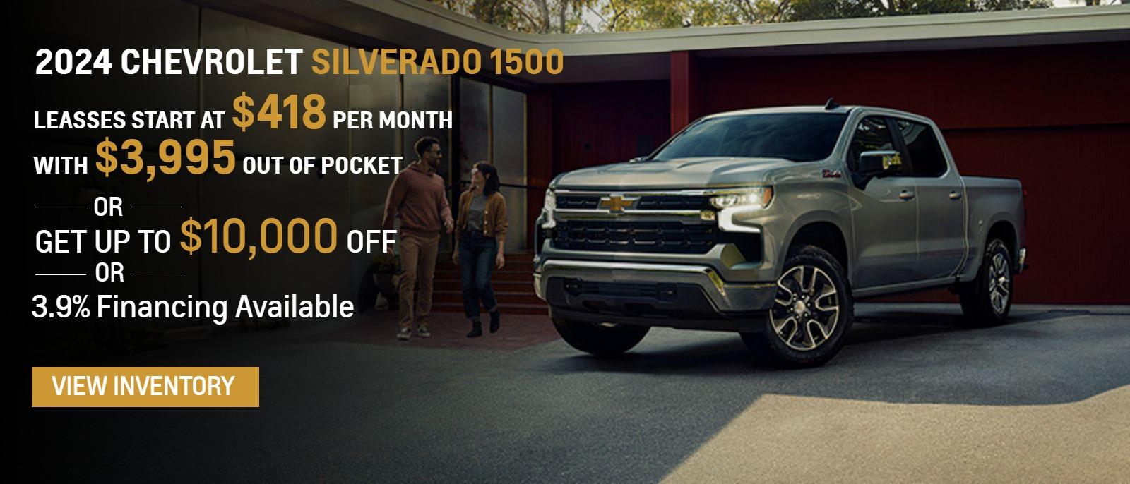 2024 CHEVROLET SILVERADO 1500
LEASSES START AT $418 PER MONTH WITH $3995 OUT OF POCKET ***
GET UP TO $10,000 OFF *
3.9% FINANCING AVAILABLE**