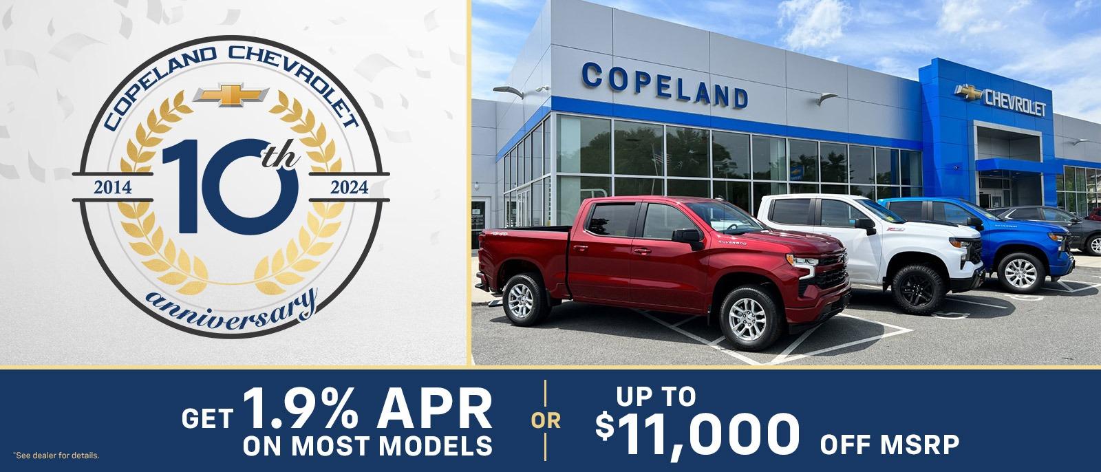 10th Anniversary Sales Event at Copeland Chevrolet