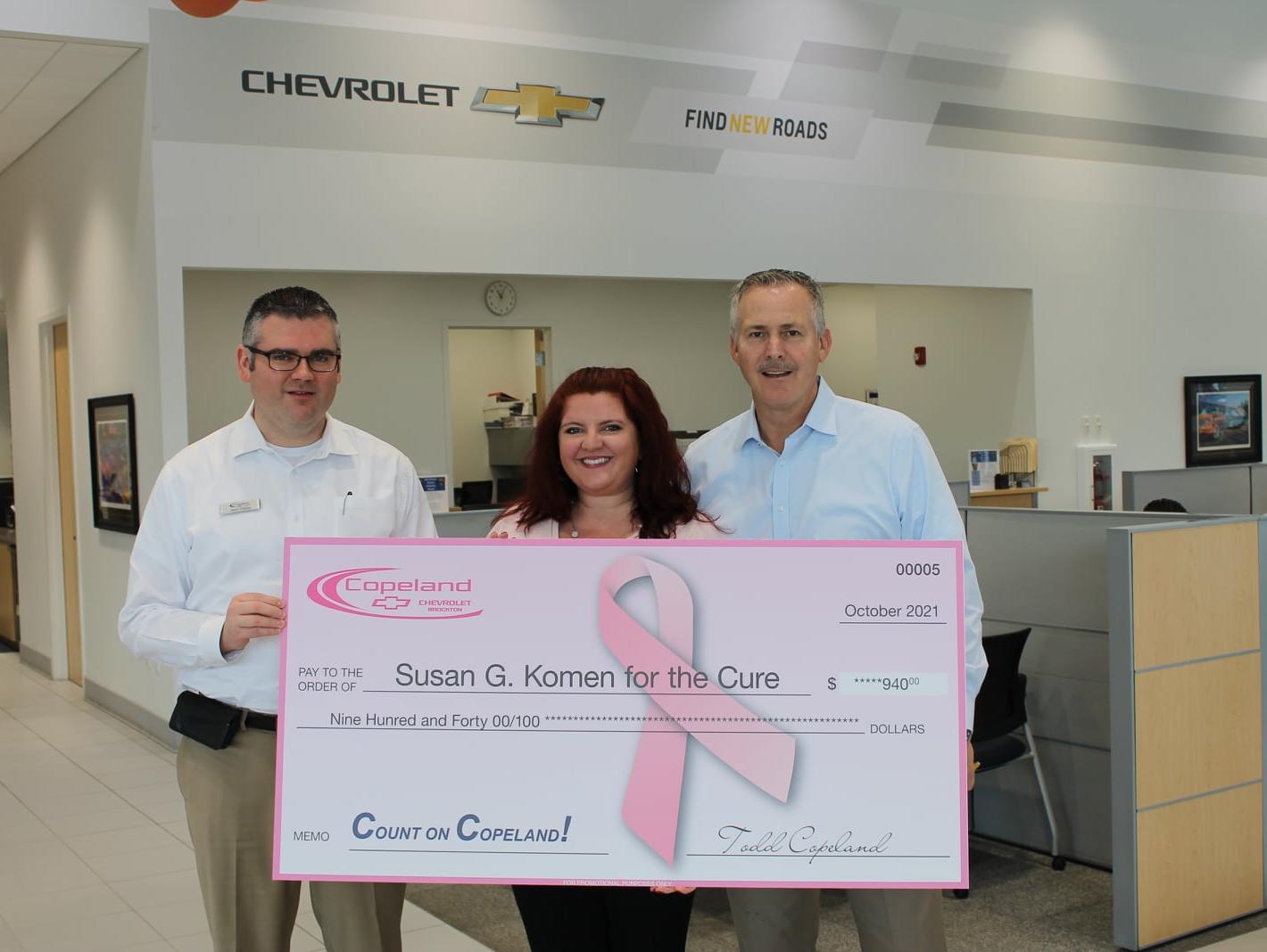 Susan G. Komen for the Cure Donation | Copeland Chevrolet | Brockton, MA
