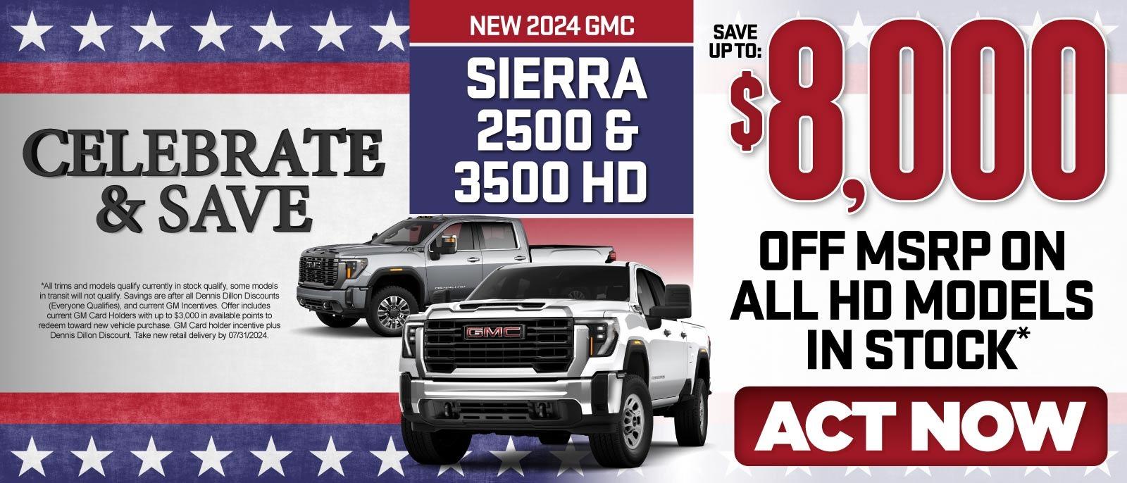 New 2024 GMC Sierra 2500 & 3500 HD | Save Up To: $8,000 Off MSRP On All HD Models In Stock* — Act Now