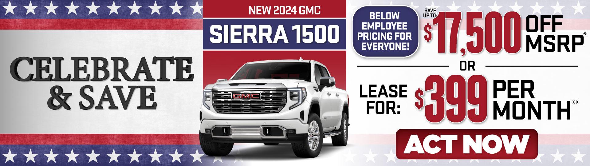 New 2024 GMC Sierra 1500 - Below Employee Pricing For Everyone! | Save Up To: $17,500 Off MSRP* Or Lease For: $399 Per Month** — Act Now