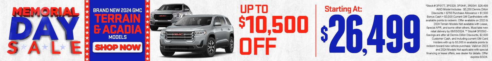 Brand New 2024 GMC Terrain and Acadia Models up to $10,500 off | Shop Now